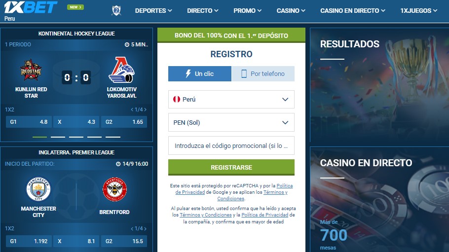 codigo promocional 1xbet en Peru