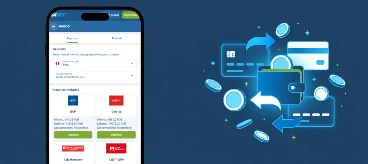 Depósitos y retiros en 1xBet Casino en Perú